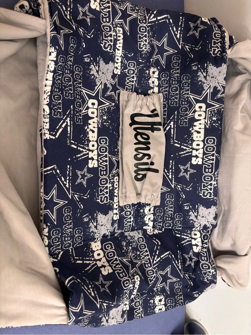 Kids Navy Cowboys Print Skirt with White Waistband